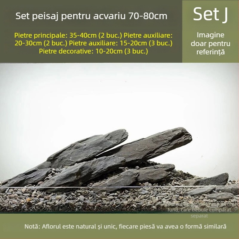 Set de pietre pentru amenajarea acvariumului: pietre de râu native, pietre stivuite, nisip de fund | Stil mini, 2,5 kg