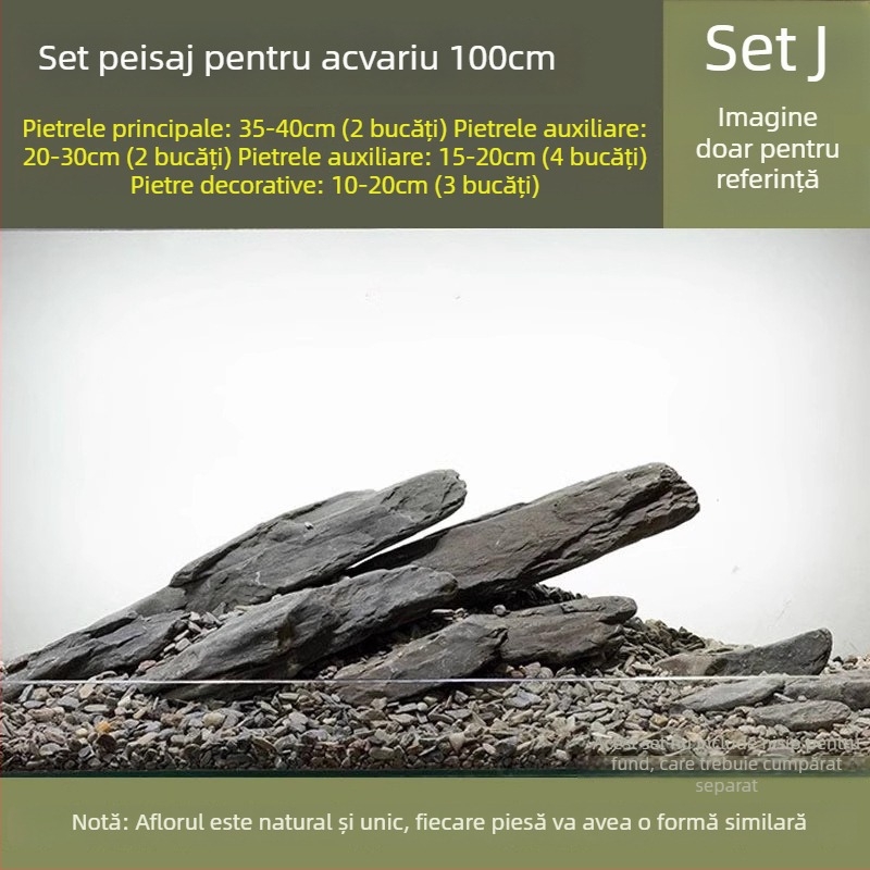 Set de pietre pentru amenajarea acvariumului: pietre de râu native, pietre stivuite, nisip de fund | Stil mini, 2,5 kg