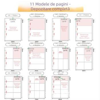 Paginile interioare pentru album foto cu buzunare transparente PP, înlocuire, compatibile cu găuri 4 și 6, 10 sau 25 de foi