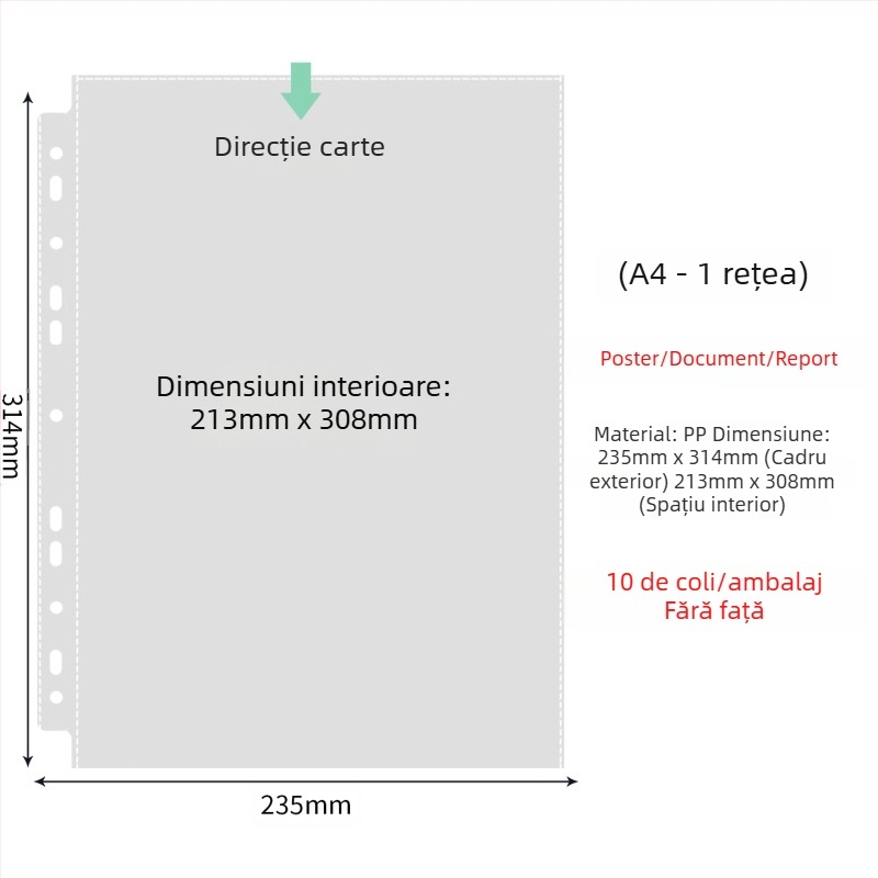 Paginile interioare pentru album foto cu buzunare transparente PP, înlocuire, compatibile cu găuri 4 și 6, 10 sau 25 de foi