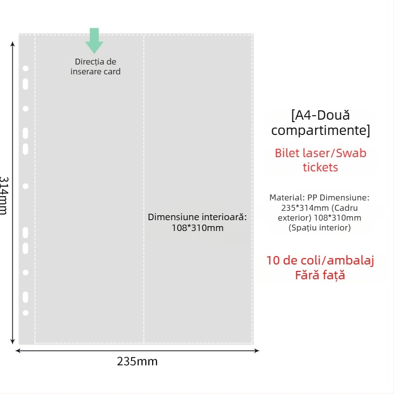 Paginile interioare pentru album foto cu buzunare transparente PP, înlocuire, compatibile cu găuri 4 și 6, 10 sau 25 de foi
