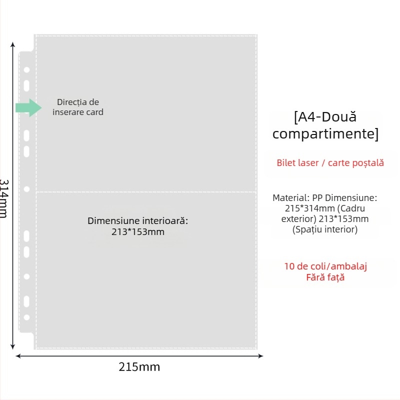 Paginile interioare pentru album foto cu buzunare transparente PP, înlocuire, compatibile cu găuri 4 și 6, 10 sau 25 de foi