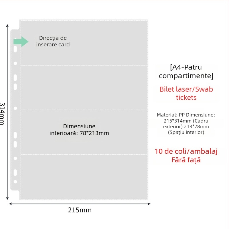 Paginile interioare pentru album foto cu buzunare transparente PP, înlocuire, compatibile cu găuri 4 și 6, 10 sau 25 de foi