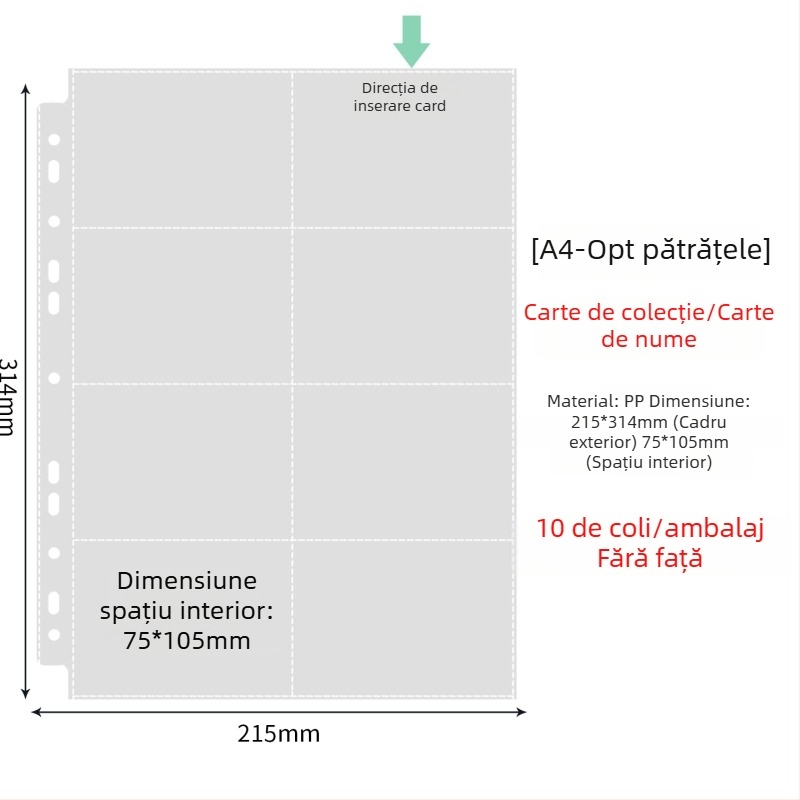 Paginile interioare pentru album foto cu buzunare transparente PP, înlocuire, compatibile cu găuri 4 și 6, 10 sau 25 de foi