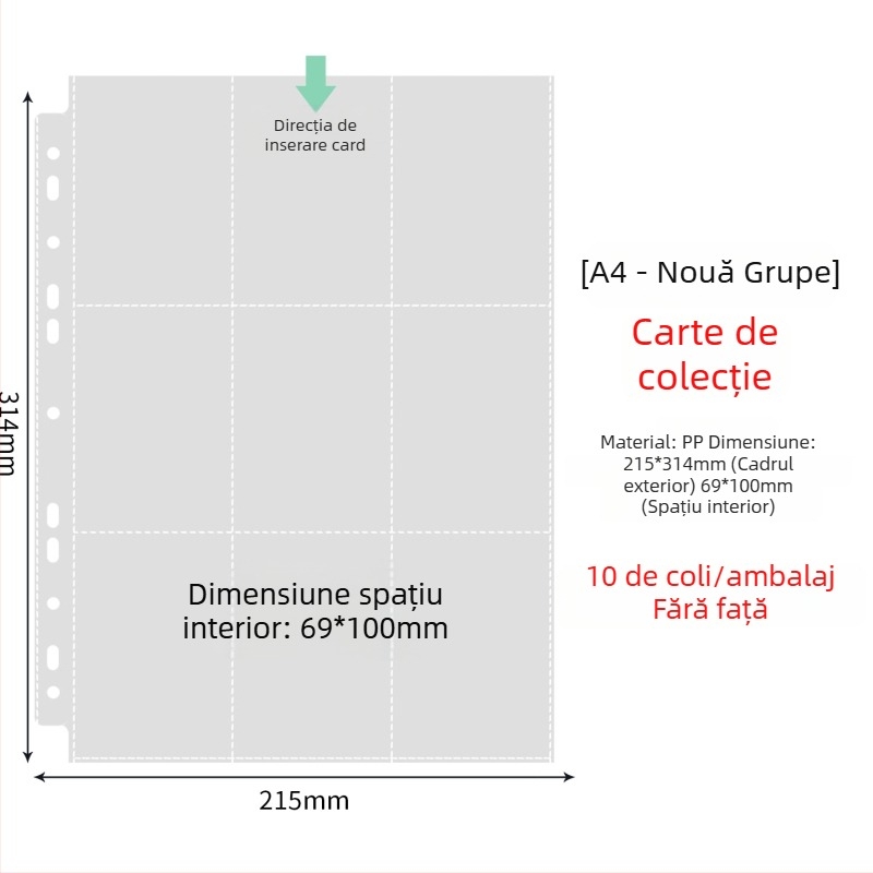 Paginile interioare pentru album foto cu buzunare transparente PP, înlocuire, compatibile cu găuri 4 și 6, 10 sau 25 de foi