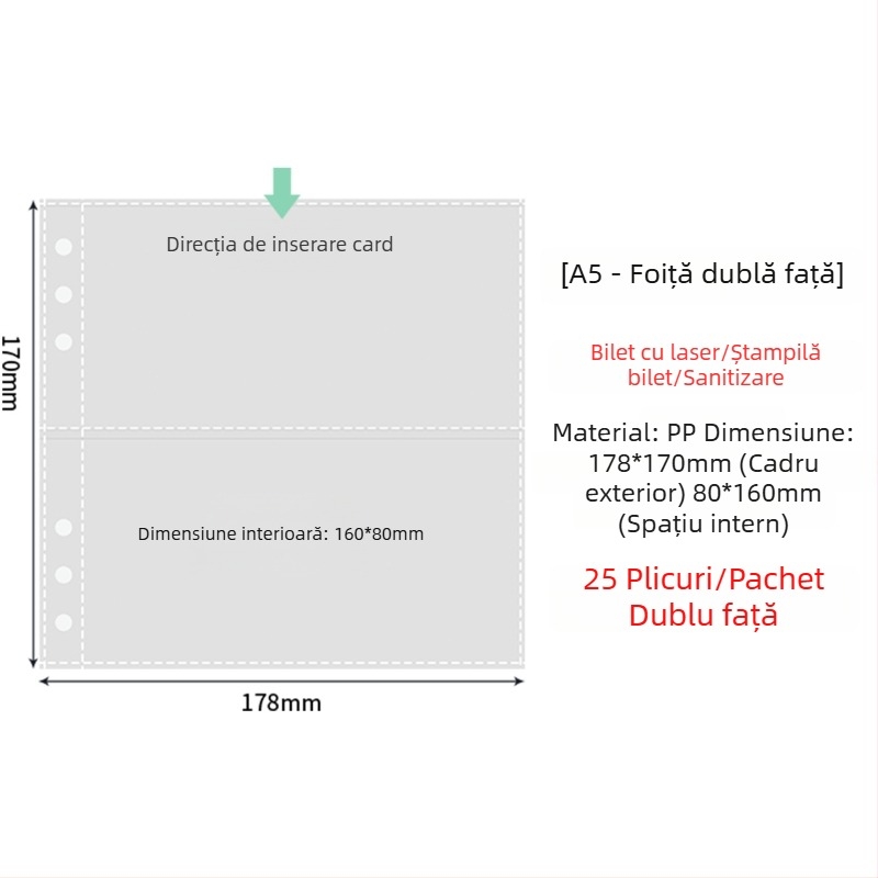 Paginile interioare pentru album foto cu buzunare transparente PP, înlocuire, compatibile cu găuri 4 și 6, 10 sau 25 de foi