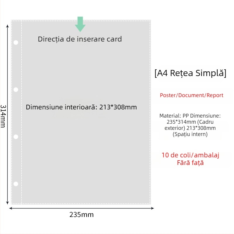 Paginile interioare pentru album foto cu buzunare transparente PP, înlocuire, compatibile cu găuri 4 și 6, 10 sau 25 de foi
