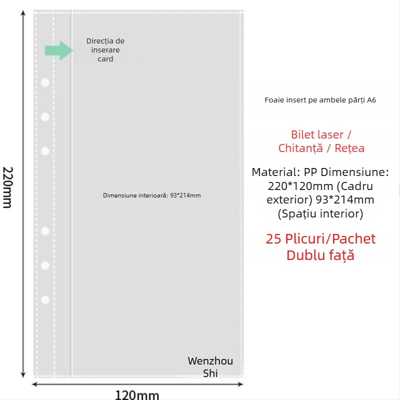 Paginile interioare pentru album foto cu buzunare transparente PP, înlocuire, compatibile cu găuri 4 și 6, 10 sau 25 de foi
