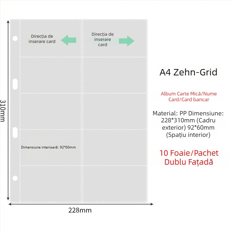 Paginile interioare pentru album foto cu buzunare transparente PP, înlocuire, compatibile cu găuri 4 și 6, 10 sau 25 de foi
