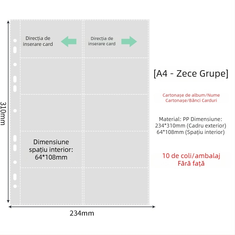Paginile interioare pentru album foto cu buzunare transparente PP, înlocuire, compatibile cu găuri 4 și 6, 10 sau 25 de foi