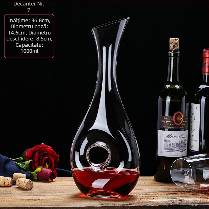 Decantor din cristal pentru vin, stil european, capacitate 1000 ml sau mai mult, design modern minimalist