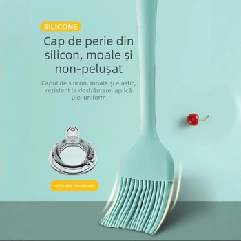 Perie din silicon pentru ulei pentru clătite, grătar și coacere, rezistentă la temperaturi înalte, fără desprinderea firelor, silicon alimentar (Înaltă temperatură; Fără desprinderea firelor; Silicon alimentar)