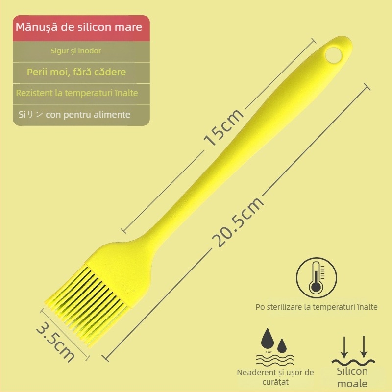 Perie din silicon pentru ulei pentru clătite, grătar și coacere, rezistentă la temperaturi înalte, fără desprinderea firelor, silicon alimentar (Înaltă temperatură; Fără desprinderea firelor; Silicon alimentar)