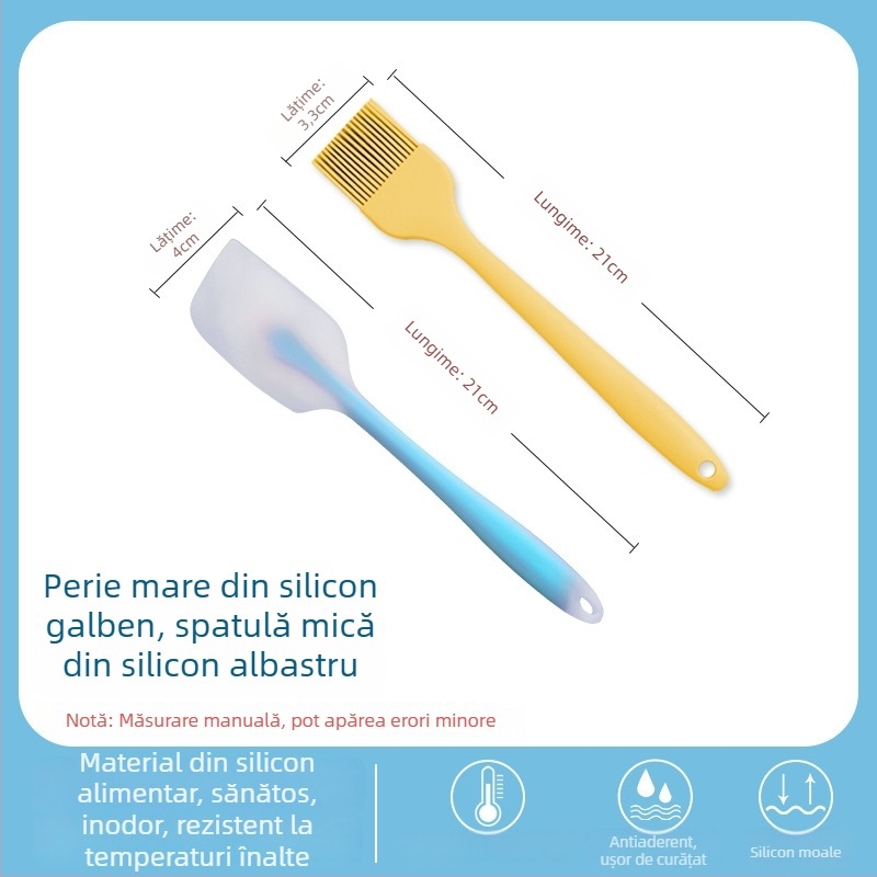 Perie din silicon pentru ulei pentru clătite, grătar și coacere, rezistentă la temperaturi înalte, fără desprinderea firelor, silicon alimentar (Înaltă temperatură; Fără desprinderea firelor; Silicon alimentar)