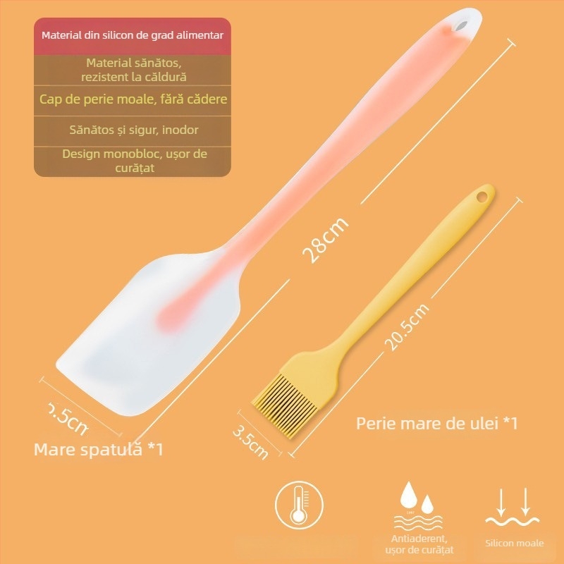 Perie din silicon pentru ulei pentru clătite, grătar și coacere, rezistentă la temperaturi înalte, fără desprinderea firelor, silicon alimentar (Înaltă temperatură; Fără desprinderea firelor; Silicon alimentar)