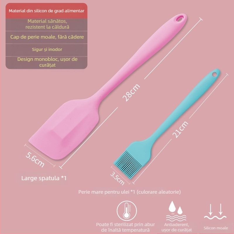 Perie din silicon pentru ulei pentru clătite, grătar și coacere, rezistentă la temperaturi înalte, fără desprinderea firelor, silicon alimentar (Înaltă temperatură; Fără desprinderea firelor; Silicon alimentar)