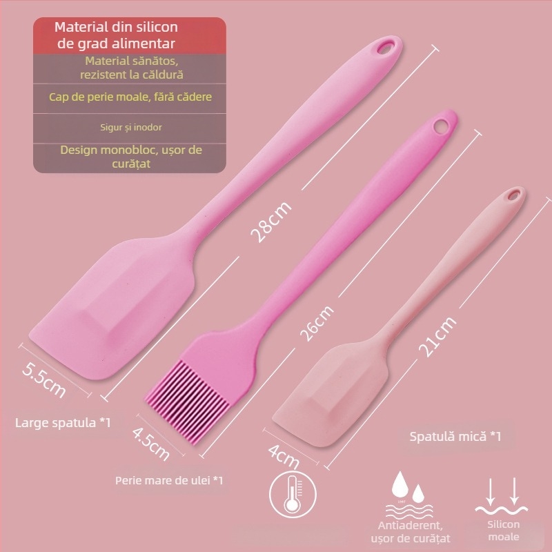 Perie din silicon pentru ulei pentru clătite, grătar și coacere, rezistentă la temperaturi înalte, fără desprinderea firelor, silicon alimentar (Înaltă temperatură; Fără desprinderea firelor; Silicon alimentar)