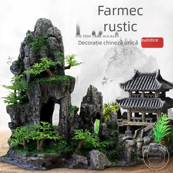 Set decor pentru acvariu din rășină; stil rockery; pentru amenajarea acvariului