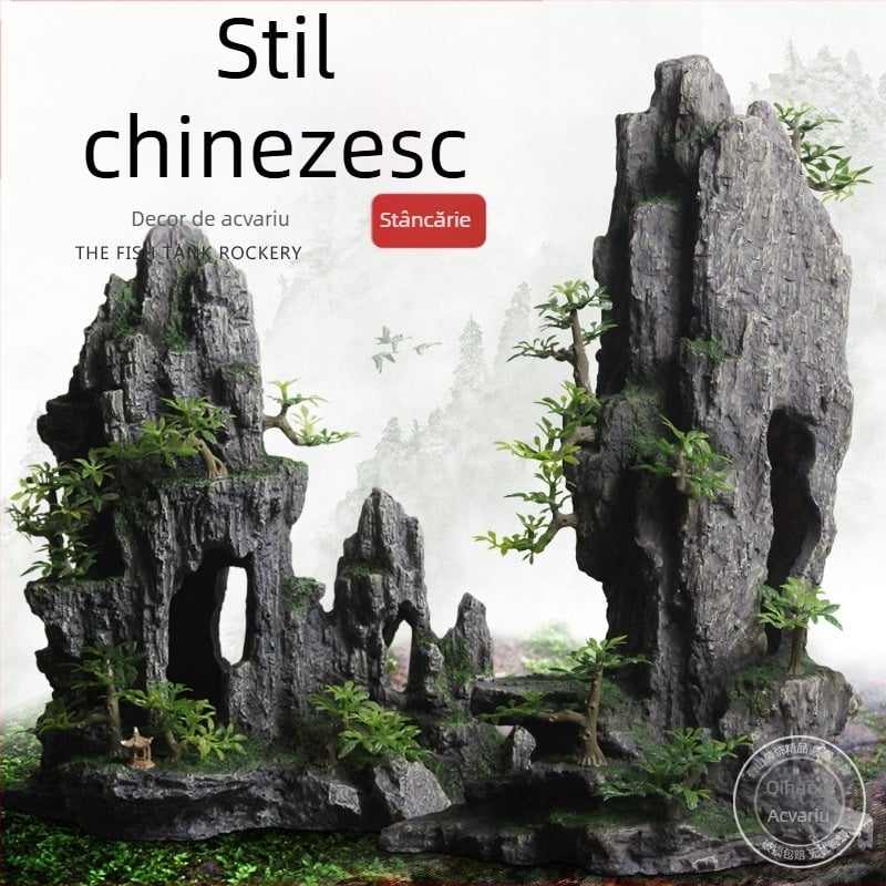 Set decor pentru acvariu din rășină; stil rockery; pentru amenajarea acvariului