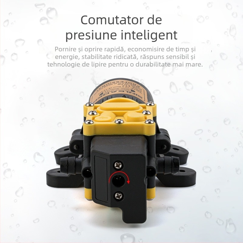Pompa cu diafragmă cu comutator inteligent de presiune pentru protecția plantelor, pompă de pulverizare de 12V cu presiune înaltă, fără carcasă, model YL-4035, 3200 rpm, dimensiuni 152×55×51 mm, greutate 0,59 kg