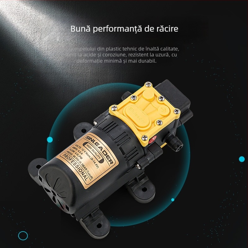 Pompa cu diafragmă cu comutator inteligent de presiune pentru protecția plantelor, pompă de pulverizare de 12V cu presiune înaltă, fără carcasă, model YL-4035, 3200 rpm, dimensiuni 152×55×51 mm, greutate 0,59 kg