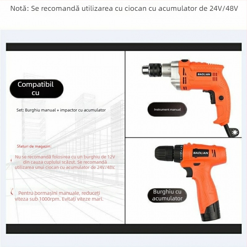 Burghiu de grădină cu lamă spirală pentru plantarea florilor, ierbii și legumelor; bormașină de mână reîncărcabilă pentru afânarea solului și fertilizare