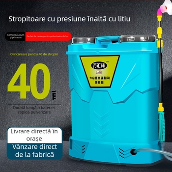 Pulverizator rucsac pentru protecția plantelor, cu capac dublu, întrerupător triplu, baterie litiu, presiune înaltă, 20L