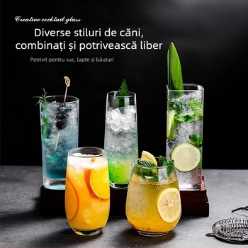 Pahar de vin - sticlă turnată manual, stil modern minimalist, fără mâner, construcție cu un singur strat, rezistent la temperaturi înalte, cu logo imprimat