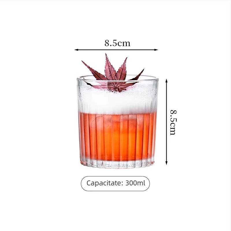 Pahar de vin - sticlă turnată manual, stil modern minimalist, fără mâner, construcție cu un singur strat, rezistent la temperaturi înalte, cu logo imprimat