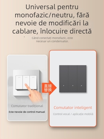 HiLink panou inteligent de întrerupătoare, patru canale, panou PC rezistent la temperaturi înalte, telecomandă wireless și control vocal pentru întreaga casă