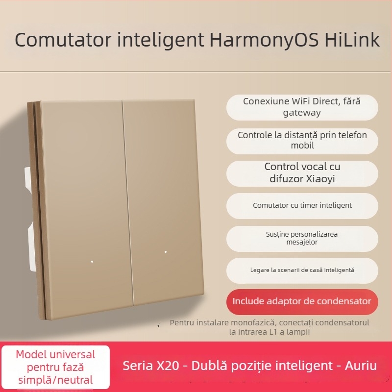 HiLink panou inteligent de întrerupătoare, patru canale, panou PC rezistent la temperaturi înalte, telecomandă wireless și control vocal pentru întreaga casă