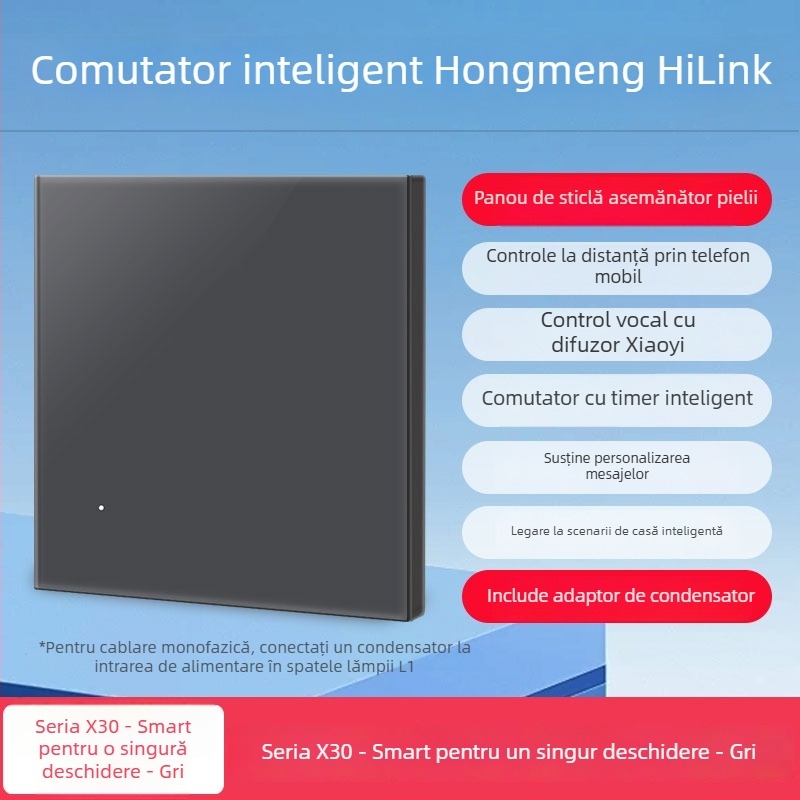 HiLink panou inteligent de întrerupătoare, patru canale, panou PC rezistent la temperaturi înalte, telecomandă wireless și control vocal pentru întreaga casă