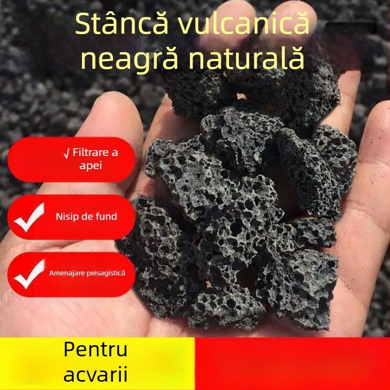 Substrat din piatră vulcanică pentru acvariu – granule naturale de piatră pentru decor