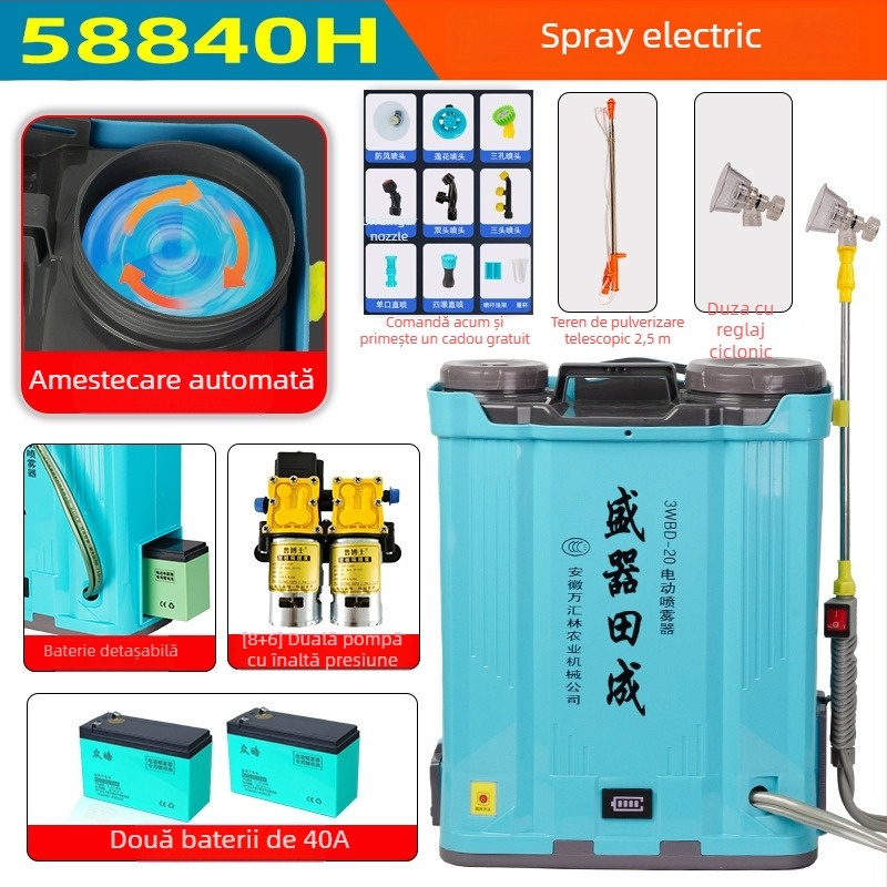 Pulverizator electric de amestecare pentru agricultură, presiune înaltă, pompă dublă, mare putere, pulverizator pentru pomi fructiferi