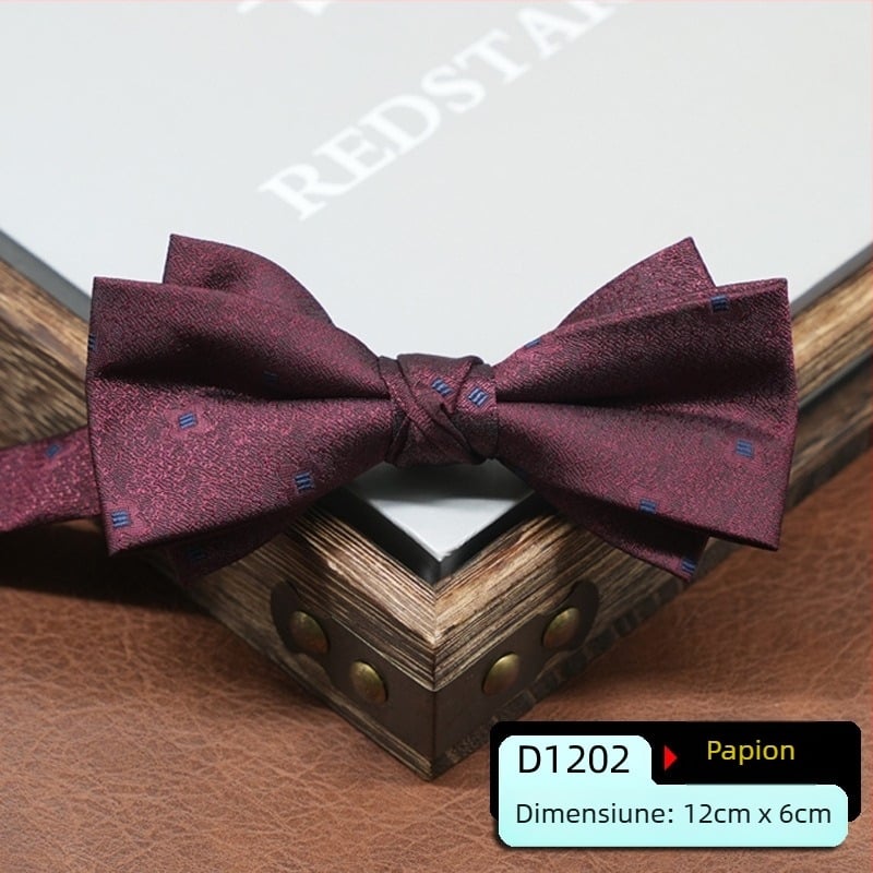 Papion pentru bărbați, stil coreean, formă săgeată, model geometric, țesătură jacquard