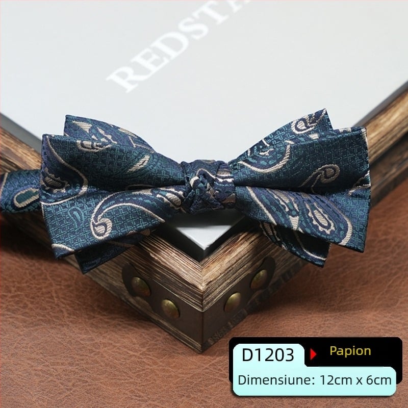 Papion pentru bărbați, stil coreean, formă săgeată, model geometric, țesătură jacquard