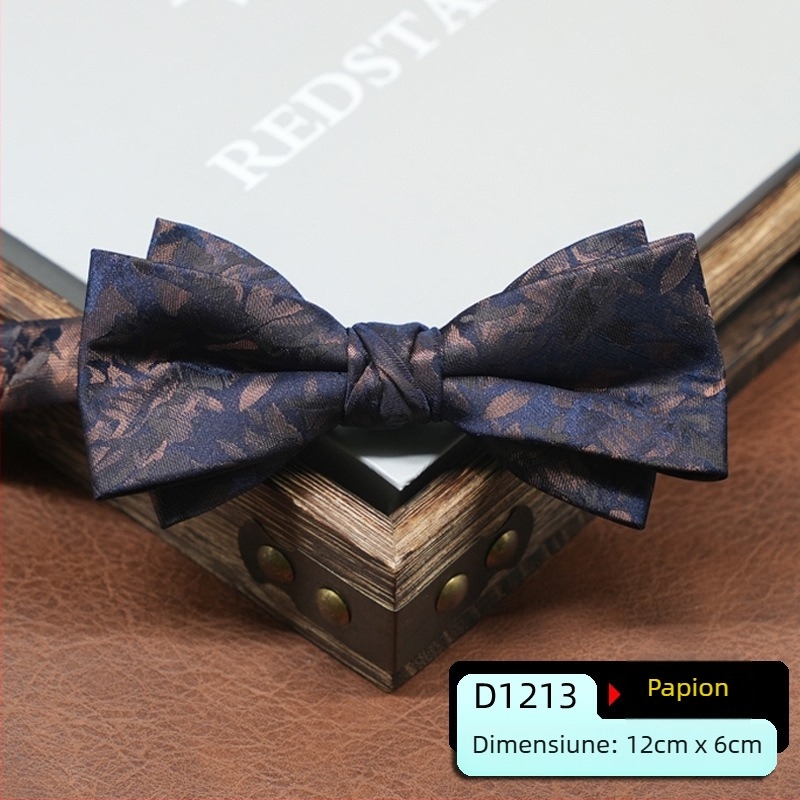 Papion pentru bărbați, stil coreean, formă săgeată, model geometric, țesătură jacquard