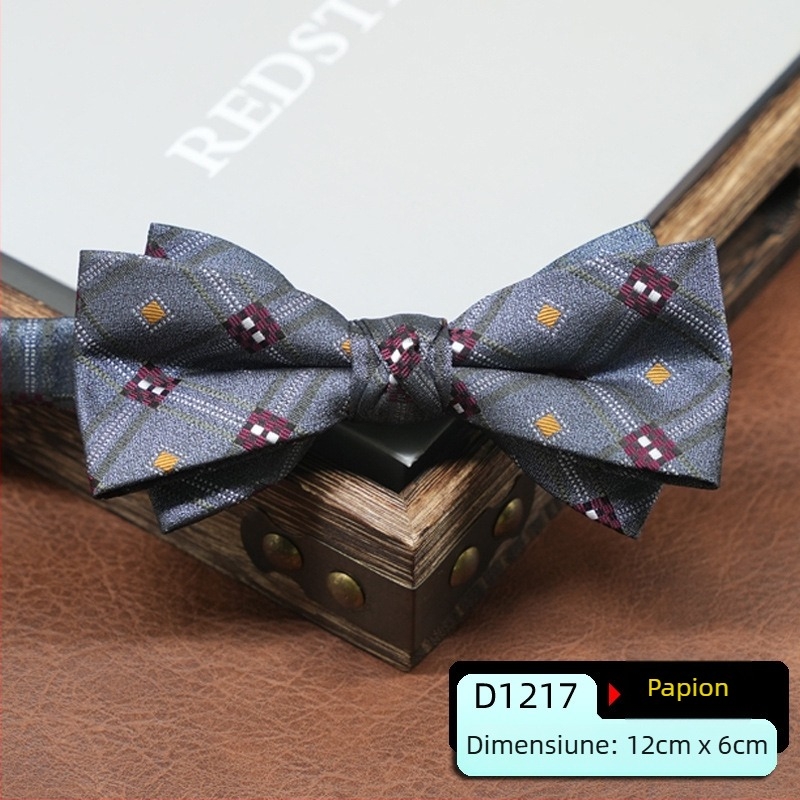 Papion pentru bărbați, stil coreean, formă săgeată, model geometric, țesătură jacquard