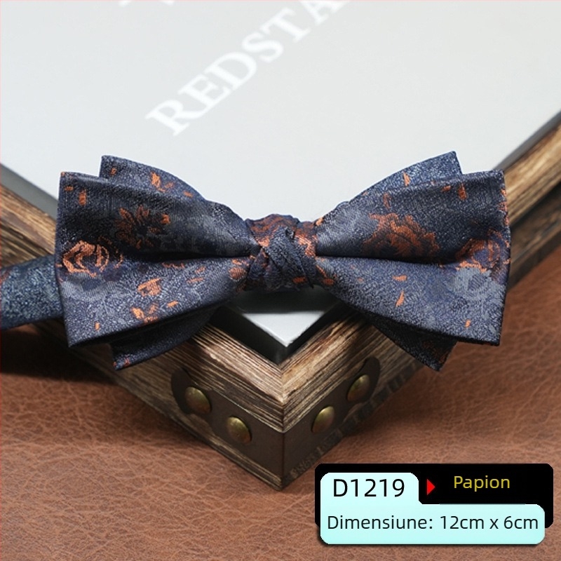 Papion pentru bărbați, stil coreean, formă săgeată, model geometric, țesătură jacquard