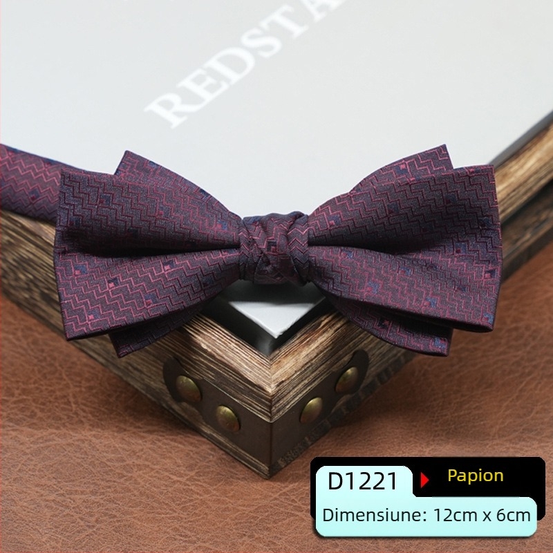 Papion pentru bărbați, stil coreean, formă săgeată, model geometric, țesătură jacquard