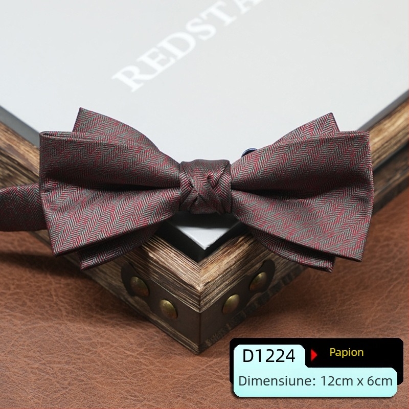 Papion pentru bărbați, stil coreean, formă săgeată, model geometric, țesătură jacquard