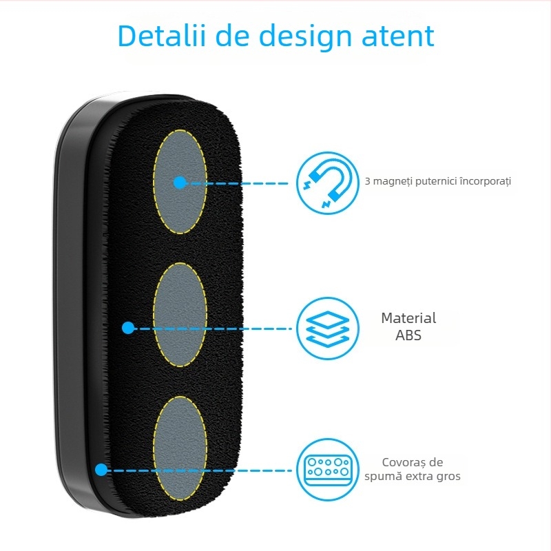 Radieră magnetică pentru tablă albă, cu suprafață Velur și spate ABS, set pentru tablă uscată (Eraser 06)