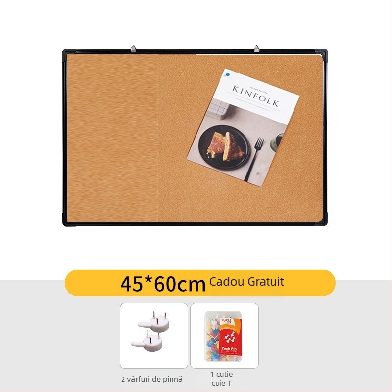Combo tablă albă și tablă cu plută pentru perete cu fotografii, notițe și calendar — panou cu o singură față