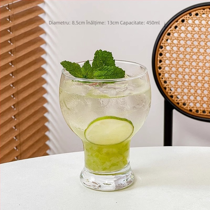 Pahar de cocktail, stil hurricane, din sticlă, simplitate modernă, personalizare disponibilă și imprimare logo