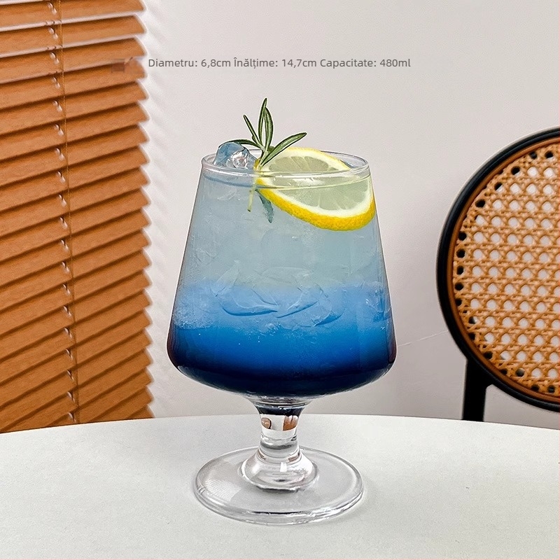 Pahar de cocktail, stil hurricane, din sticlă, simplitate modernă, personalizare disponibilă și imprimare logo