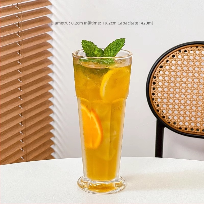 Pahar de cocktail, stil hurricane, din sticlă, simplitate modernă, personalizare disponibilă și imprimare logo