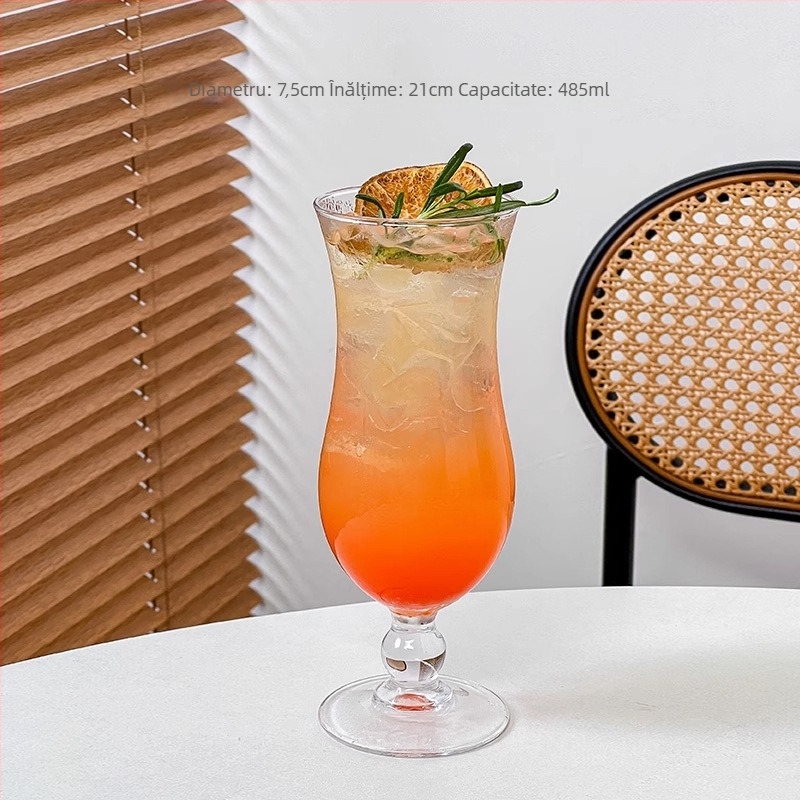 Pahar de cocktail, stil hurricane, din sticlă, simplitate modernă, personalizare disponibilă și imprimare logo