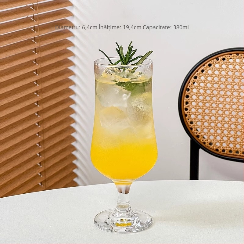 Pahar de cocktail, stil hurricane, din sticlă, simplitate modernă, personalizare disponibilă și imprimare logo