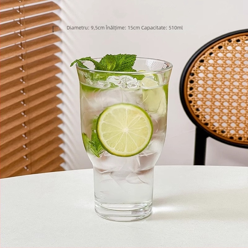 Pahar de cocktail, stil hurricane, din sticlă, simplitate modernă, personalizare disponibilă și imprimare logo