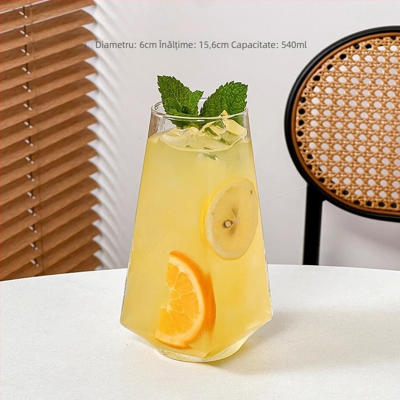 Pahar de cocktail, stil hurricane, din sticlă, simplitate modernă, personalizare disponibilă și imprimare logo